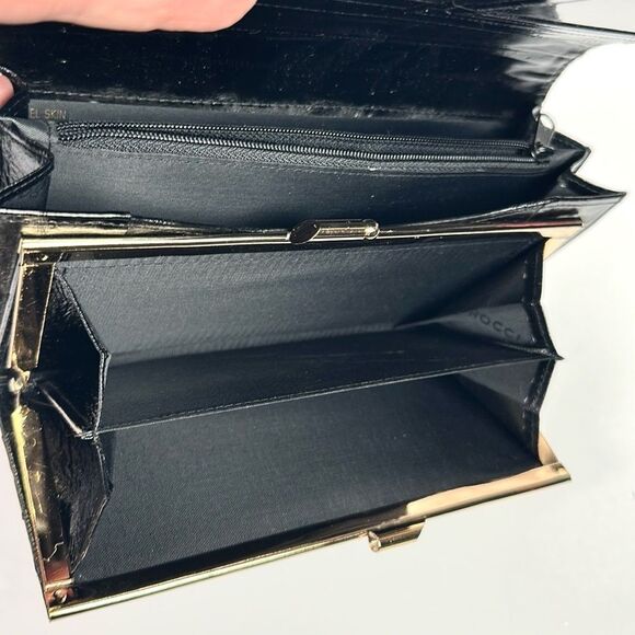 Vintage Real Eel Skin Black Clutch Wallet Korea - Picture 7 of 13